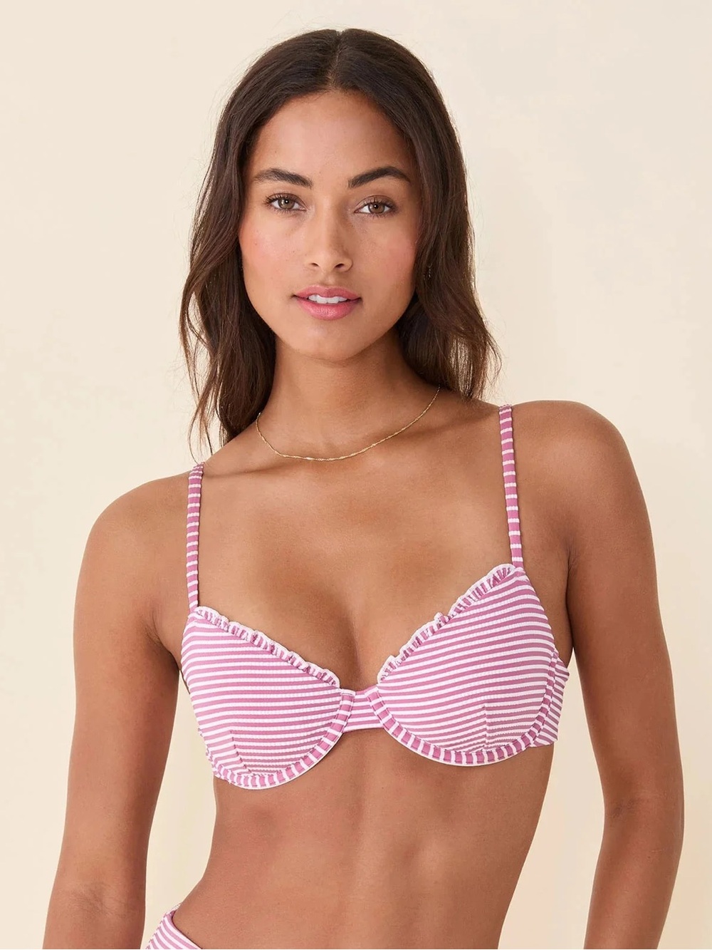*NWT* Andie Swim The Rosarito Bikini Top - Bloom Seersucker Stripe